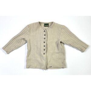 Geiger 100% Wool Sweater Cardigan Women's 40 Made in Austria Cream Tan